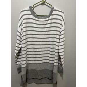 Barefoot Dreams CozyChic Ultra Lite Paradise Tunic Striped Gray Sweater Size 1X